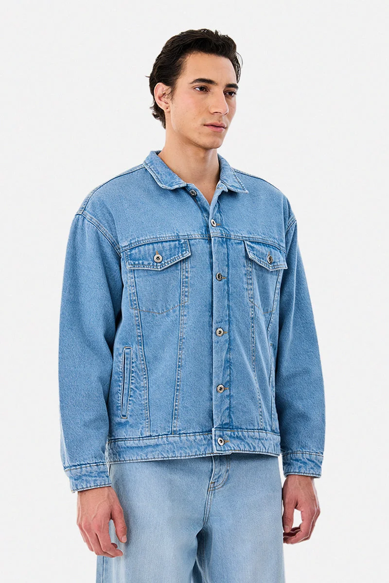 Snitch  Oversized Denim Quilted Jacket for Men | Best Price UAE